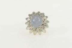 14K Yellow Gold 4.71 Ctw Blue Star Sapphire Diamond Cocktail Ring
