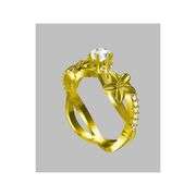 Sparkling 14 Kt Gold Plated 1 Ct Simulated Diamond Ring