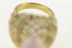 14K Yellow Gold Rose Quartz Opal Enamel Domed Cocktail Ring