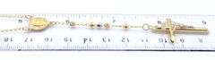 14kt Tri color gold beaded diamond cut Rosary necklace