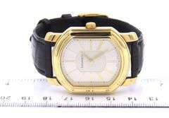 Tiffany & Co mark coupe 32mm quartz black leather strap watch