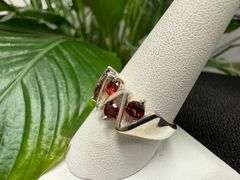 Sterling Silver Gemstone Natural Garnet Ring Size 10