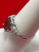 BRAND NEW 10k white gold diamond and garnet ring