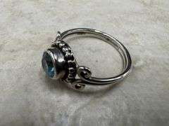 Sterling Silver Natural Gemstone Blue Topaz Ring Size 8