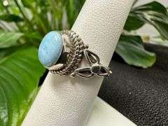Sterling Silver Gemstone Larimar Ring Size 6