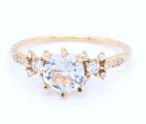 14kt Yellow gold Sofia Zakia faceted moonstone and diamond tethys ring