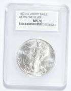 MS70 1993 American Silver Eagle .999 Fine Silver PCC