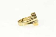 14K Yellow Gold Oval Sapphire Diamond Scalloped C Statement Ring