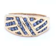 Lot of 2 10kt Yellow gold garnet and sapphire rings