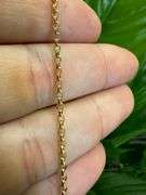10k Yellow Gold-Hollow Cable Chain Round Rolo Link 2mm Necklace 22"