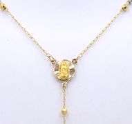 14kt Tri color gold beaded Rosary necklace