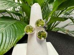 Sterling Silver Natural Gemstone Perdiot Ring Size 7