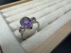 Sterling Silver Natural Gemstone Amethyst Ring Size 8