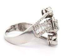 Vera Wang 1.00ctw Pear and Round Diamond Double Frame Engagement Ring in 14K W/Box