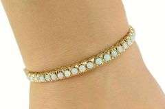 14K Yellow Gold Victorian Graduated Natural Opal Bangle Bracelet