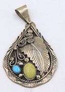 Vintage 925 sterling silver American Indian Turquoise pendant