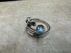 Sterling Silver Gemstone Larimar Ring Size 10