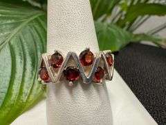 Sterling Silver Gemstone Natural Garnet Ring Size 10
