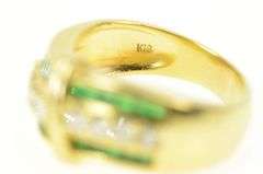 18K Yellow Gold 1.58 Ctw Emerald Diamond Wavy Band Ring