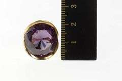 14K Yellow Gold Retro Ornate Syn. Amethyst Graduated Cocktail Ring