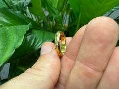 14k Yellow Solid Gold 4mm Domed Plain Men's Women's Wedding Band Size 6