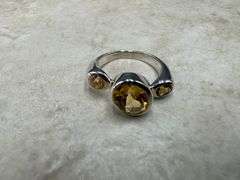 Sterling Silver Natural Gemstone Citrine Ring Size 6