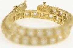 14K Yellow Gold Classic Squared Round Cut CZ Tennis Bracelet