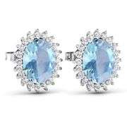 14KT White Gold 1.92ctw Aquamarine and Diamond Earrings