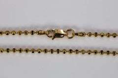 22k Yellow Gold Plated Sterling Silver Diamond-Cut Ball Bead Chain 2mm 925 Italy Dog Tag Necklace 16"