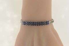 18K White Gold 4.00 Ctw Sapphire Squared Cluster Statement Bracelet