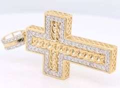 10kt Yellow gold diamond cross pendant