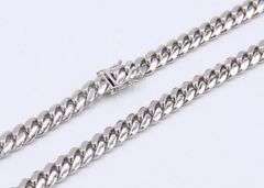 14kt White gold Cuban link heavy chain necklace