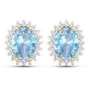 14KT Yellow Gold 1.92ctw Aquamarine and Diamond Earrings