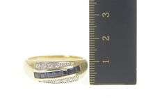 Sterling Silver Princess Syn. Sapphire CZ Men's Wedding Ring