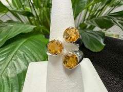 Sterling Silver Natural Gemstone Citrine Ring Size 10