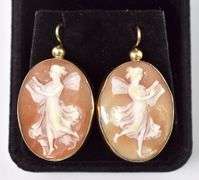 Fantastic 14K Yellow Gold Onyx Cameo Earrings
