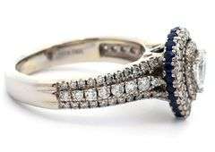 Vera Wang 1.00ctw Pear and Round Diamond Double Frame Engagement Ring in 14K W/Box