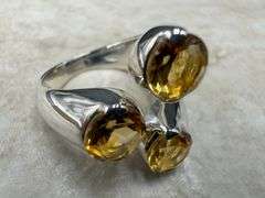 Sterling Silver Natural Gemstone Citrine Ring Size 10