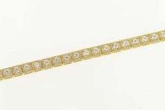 14K Yellow Gold Classic Squared Round Cut CZ Tennis Bracelet