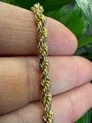 10k Yellow Gold-Hollow Diamond-Cut Rope Link Chain 4mm Necklace 30"