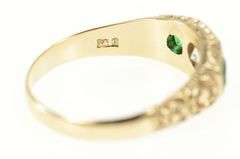 14K Yellow Gold Elaborate Scroll Syn. Emerald Cubic Zirconia Ring