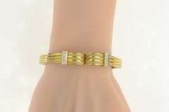 18K Yellow Gold Robert Wander Winc Diamond Scroll Cuff Bracelet