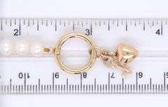 5.5mm White fresh water pearl bracelet with heart key charm