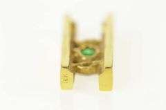 18K Yellow Gold Oval Emerald Marquise Diamond Squared Pendant