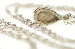 14K White Gold 1940's 0.42 Ctw Pear Tear Drop Rolling Chain Necklace