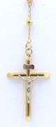 14kt Tri color gold beaded diamond cut Rosary necklace