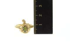 14K Yellow Gold Green Tourmaline Diamond Accent Leaf Ring