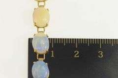 14K Yellow Gold Oval Natural Opal Chinese Symbol Clasp Bracelet