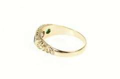 14K Yellow Gold Elaborate Scroll Syn. Emerald Cubic Zirconia Ring