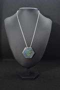 Aztec Mexican .925 Silver Natural Turquoise Inlay Pendant